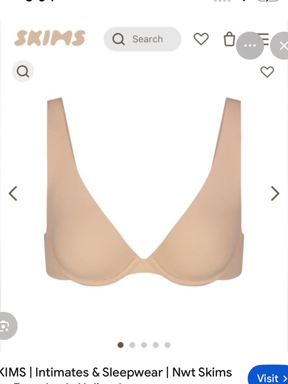 SKIMS Fits Everybody Unlined Apex Plunge Bra in Sand 38a